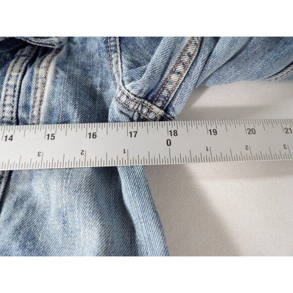 American Eagle Jean Jacket Womens Small Button Up Distressed Trucker 90s Y2K - Picture 10 of 11